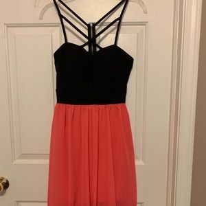 Black and Pink High-Low Dress